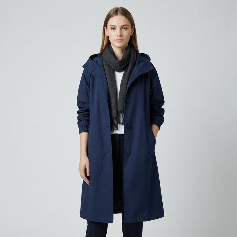 Abrigo Trench para Mujeres Margo | Tejido Ligero, Corte Oversized con Capucha y Bolsillos