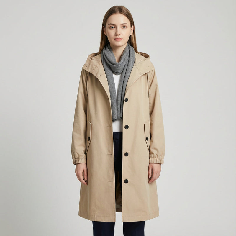 Abrigo Trench para Mujeres Margo | Tejido Ligero, Corte Oversized con Capucha y Bolsillos