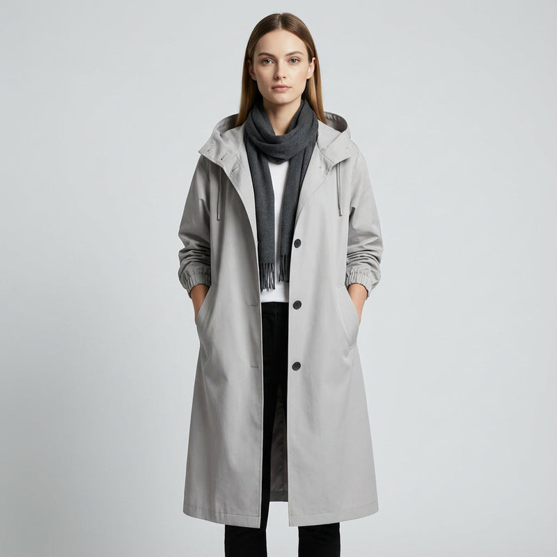 Abrigo Trench para Mujeres Margo | Tejido Ligero, Corte Oversized con Capucha y Bolsillos