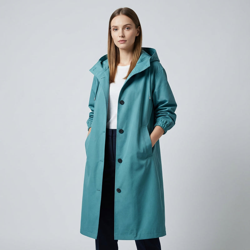 Abrigo Trench para Mujeres Margo | Tejido Ligero, Corte Oversized con Capucha y Bolsillos