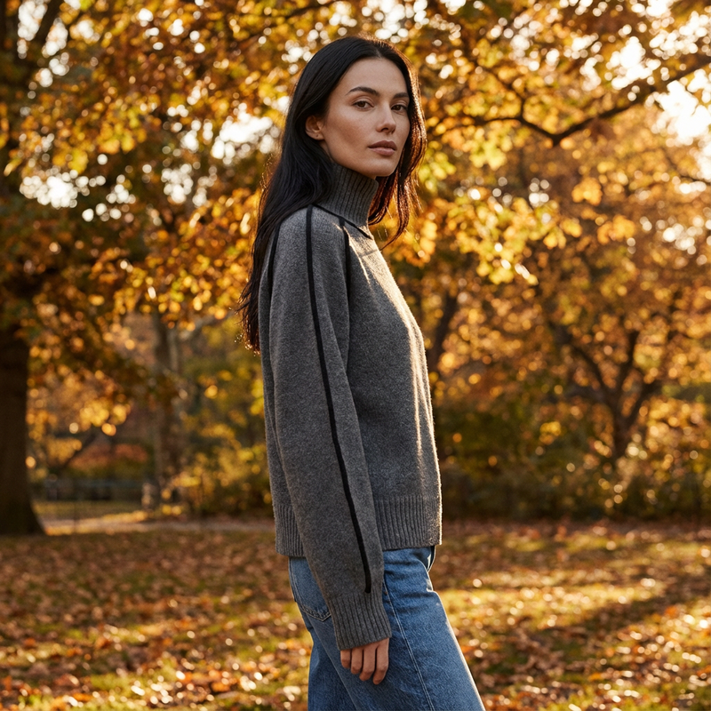 Quarry Luna Women's High-Neck Sweater | Long Sleeves, Relaxed Tailored Fit