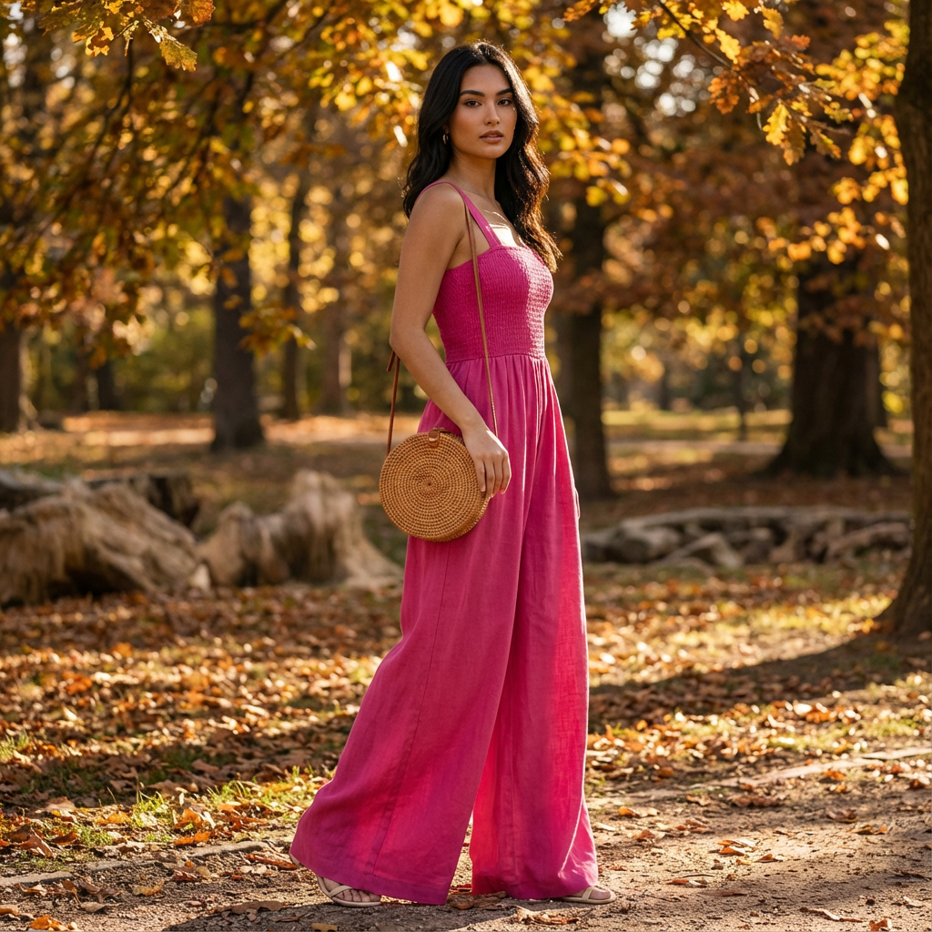 Slate Lucia Women’s Jumpsuit | Smocked Bodice, Wide-Leg Silhouette
