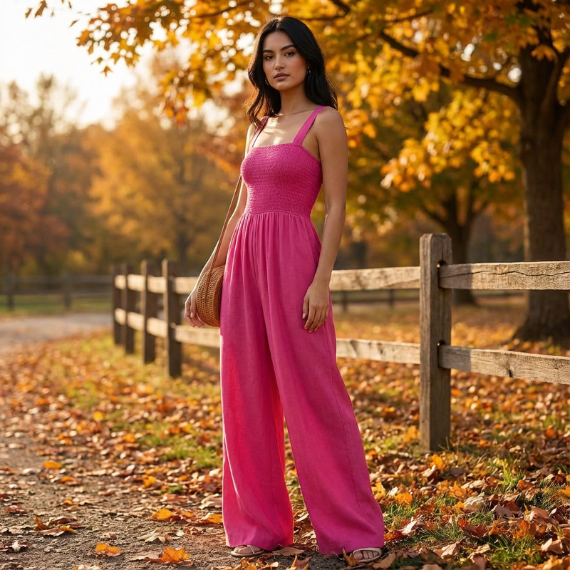 Slate Lucia Women’s Jumpsuit | Smocked Bodice, Wide-Leg Silhouette