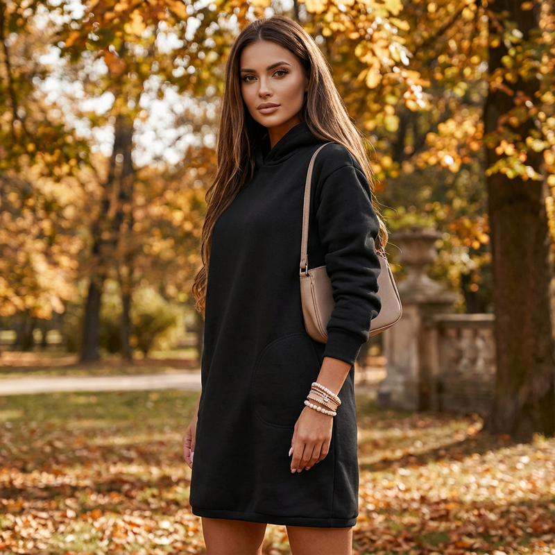 Nyra Women’s Hoodie Dress | Relaxed Fit, Front Pouch Pocket