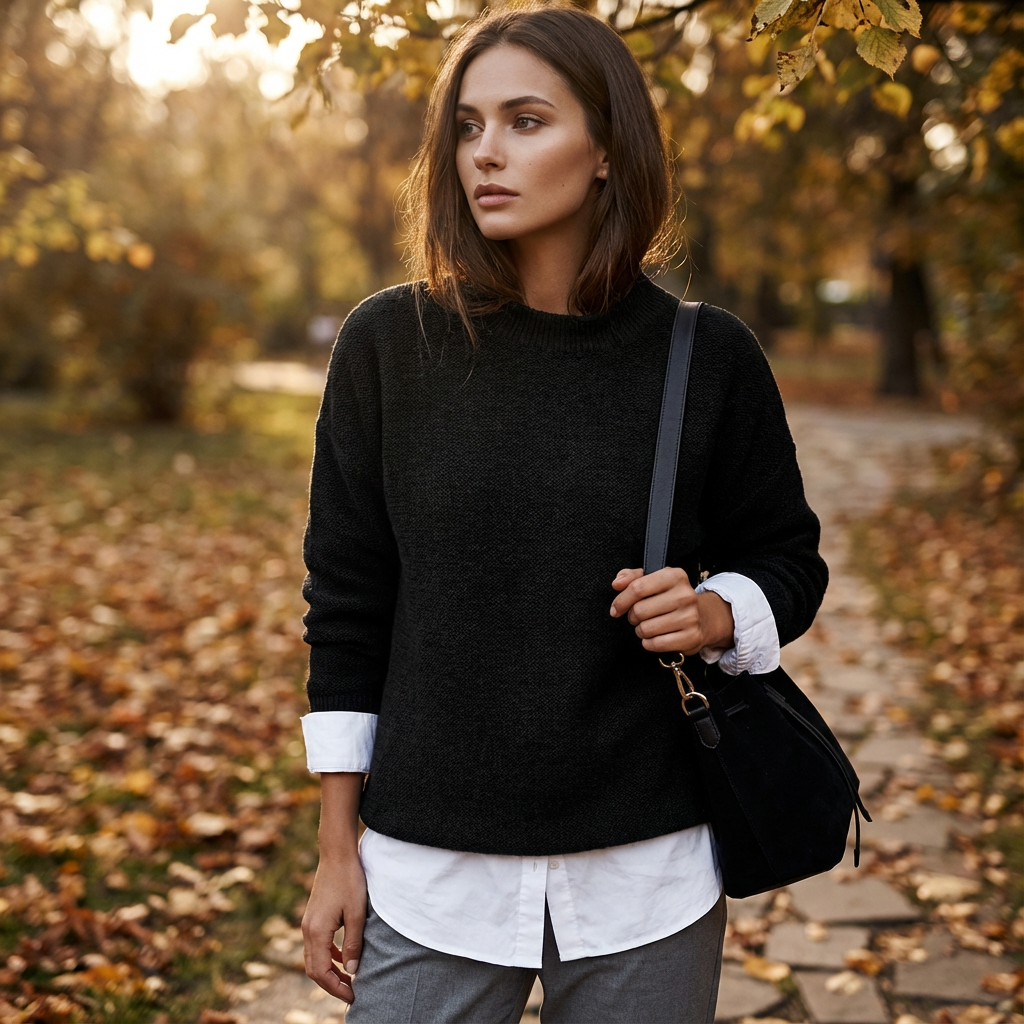 Pull tricoté pour femmes Seraphine | Col rond, manches longues