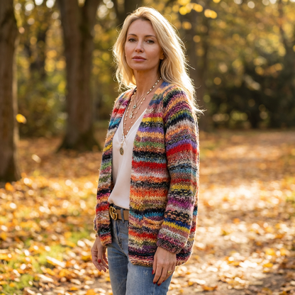 Cardigan Tricot Femme Seraphine | Ouvert, Motif Multicolore