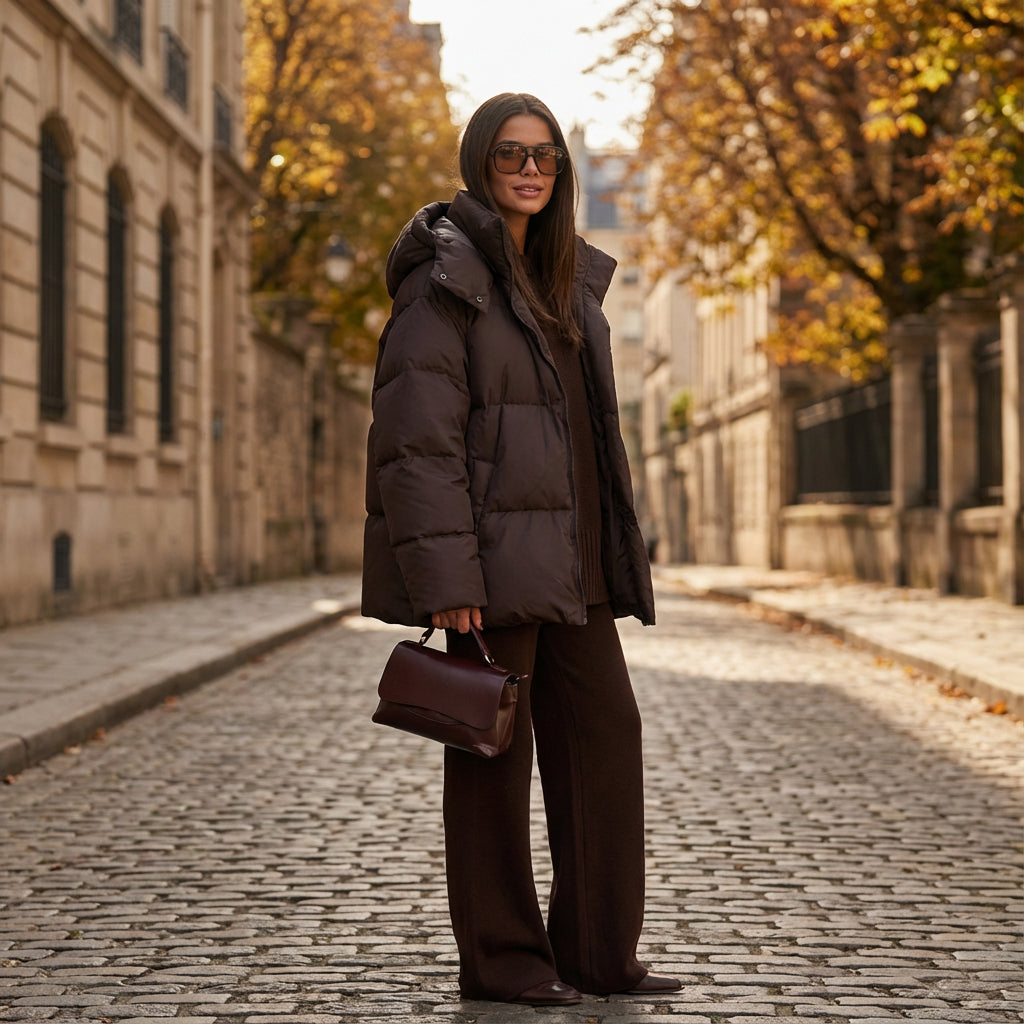 Marlowe Women’s Puffer Jacket | Detachable Hood, Oversized Silhouette