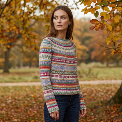 Avelyn Women’s Knit Sweater | Boat Neck, Multicolor Pattern