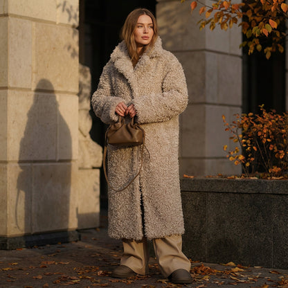 Gina Women's Coat | Faux Fur Shearling Maxi, Trendy Winter Style