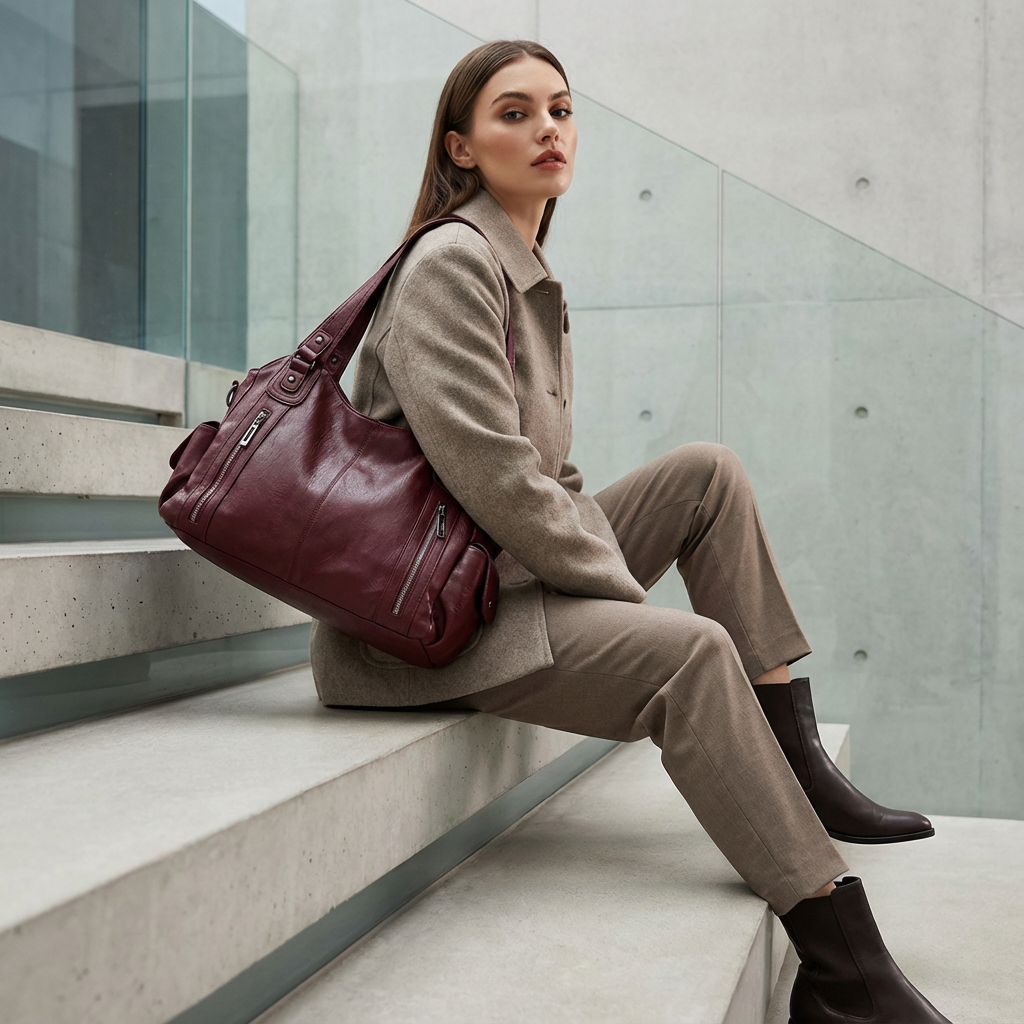 Bolso tote de hombro para mujer Arden | Frente con doble cremallera, Silueta estructurada