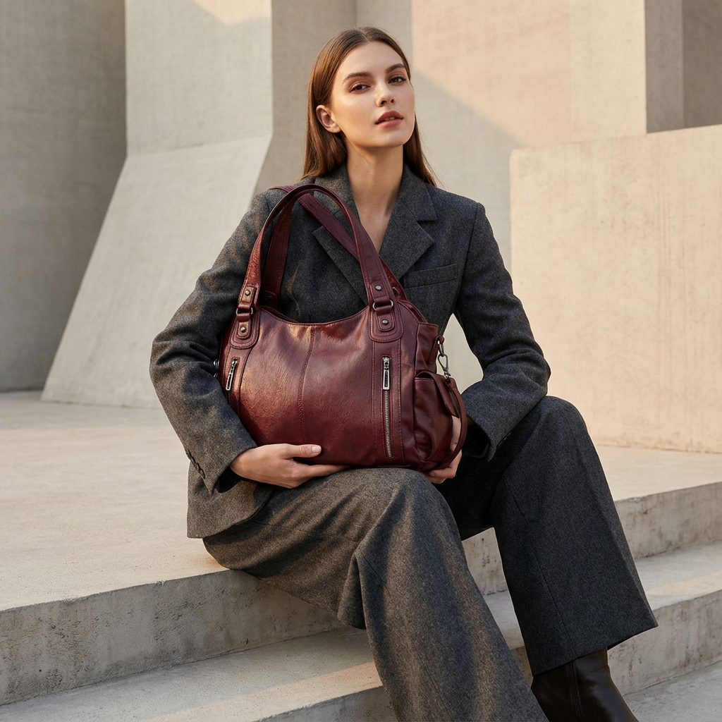 Bolso tote de hombro para mujer Arden | Frente con doble cremallera, Silueta estructurada