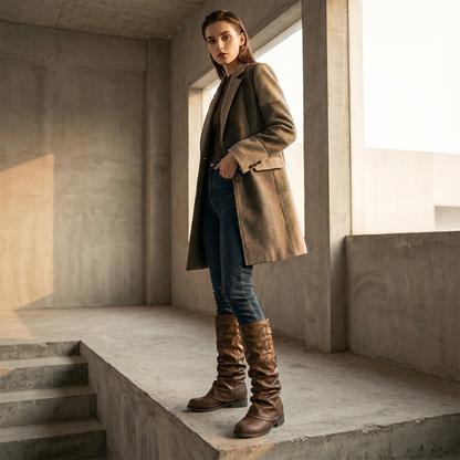 Gina Women's Black Mid-Calf Boots | Genuine Leather, Casual Fashion