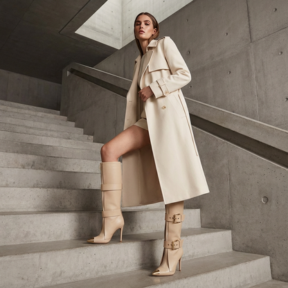 Evelyn Women's Black Knee High Boots | Stiletto Heels, Pointed Toe Design