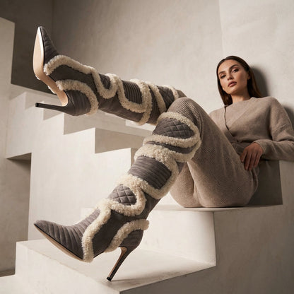 Penny Women's Over-The-Knee Boots | Plush Stiletto, Autumn Winter Fashion