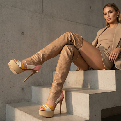 Bottes-Sandales Femme Mira | Design Découpé Tendance, Talons Hauts