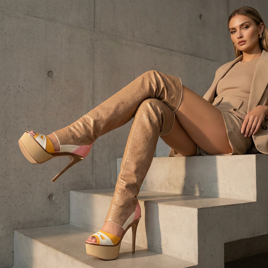 Mira Women's Sandal Boots | Trendy Cut Out Design, High Heels