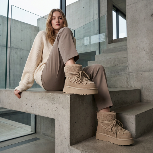 Bella Women's Black Snow Boots | Cow Leather, Warm & Stylish