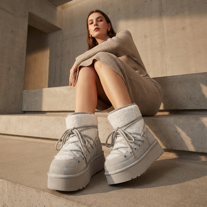 Bella Women's Black Snow Boots | Cow Leather, Warm & Stylish