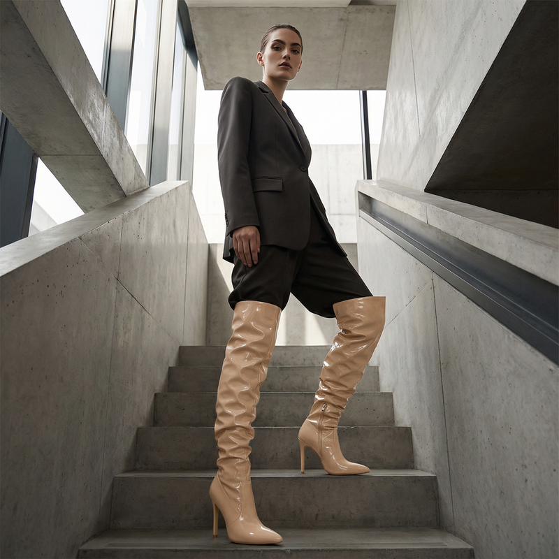 Eilyken Women's Over The Knee Boots | Patent Leather, High Heels