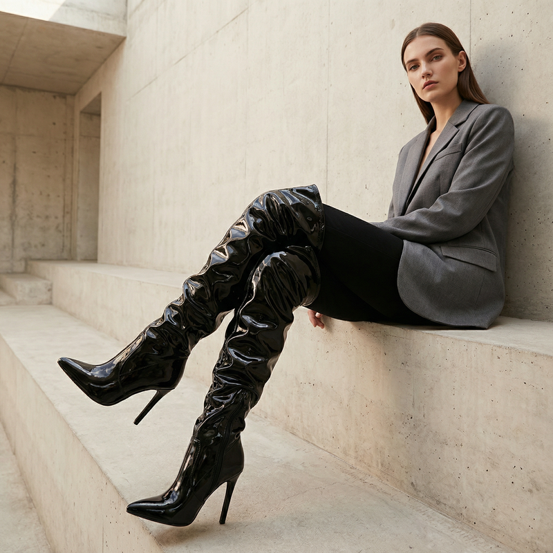 Eilyken Women's Over The Knee Boots | Patent Leather, High Heels