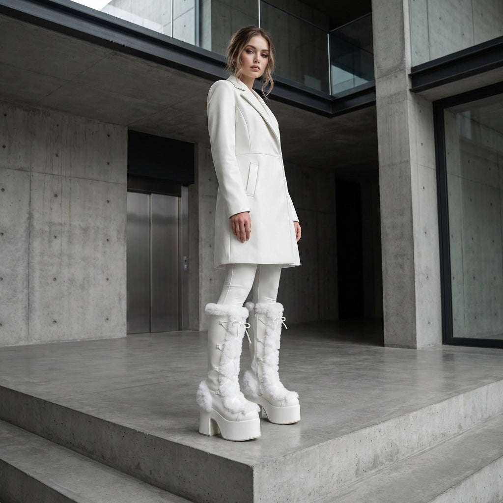 Gigi Women's Knee High Boots | Faux Fur, Chunky Heel