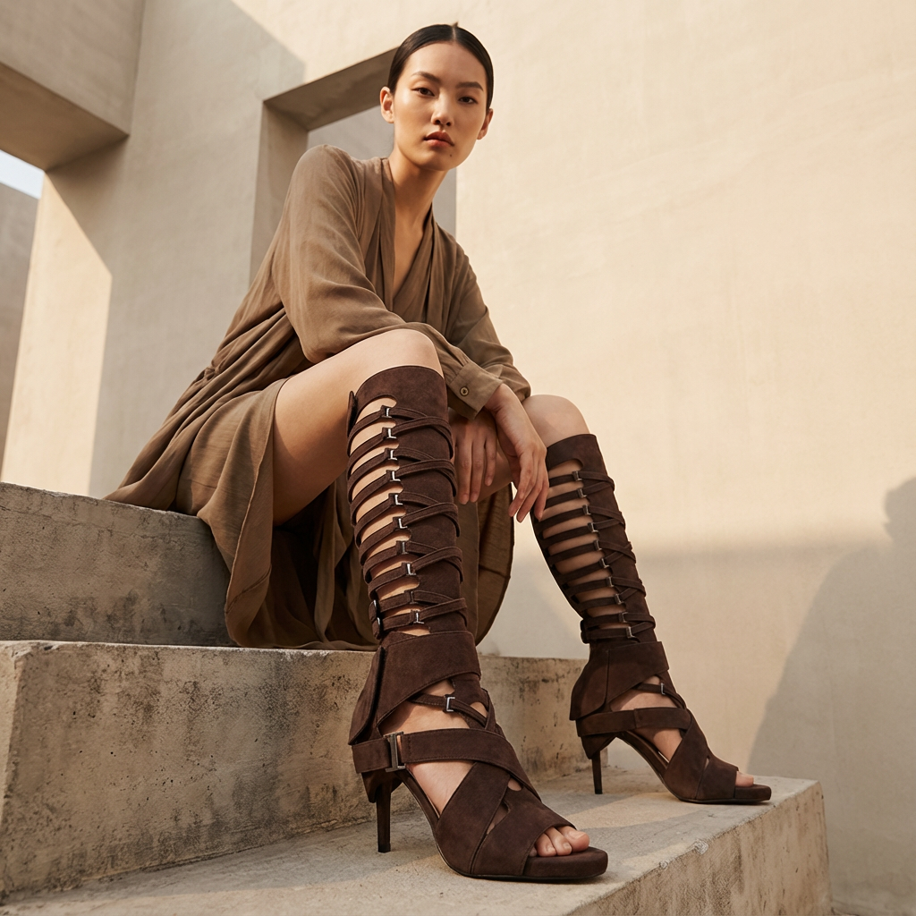 Sleek Women's High Heel Boots | Hollow Design, Elegant