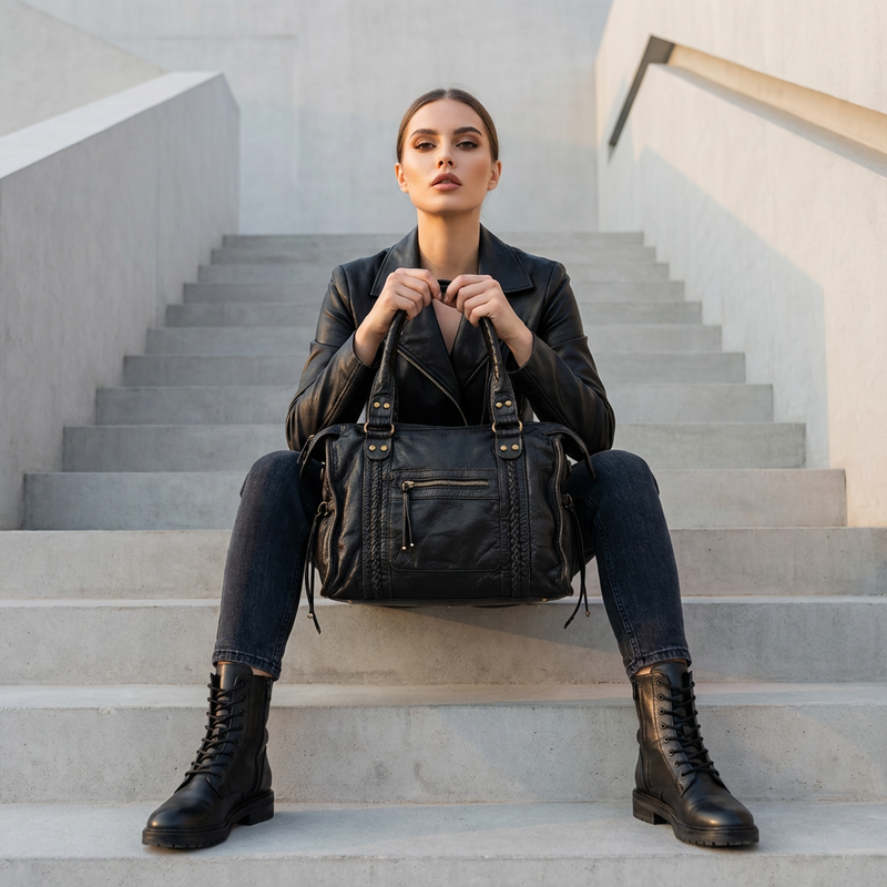 Rhea Women’s Shoulder City Bag | Braided Panel Design, Soft Carry Structure