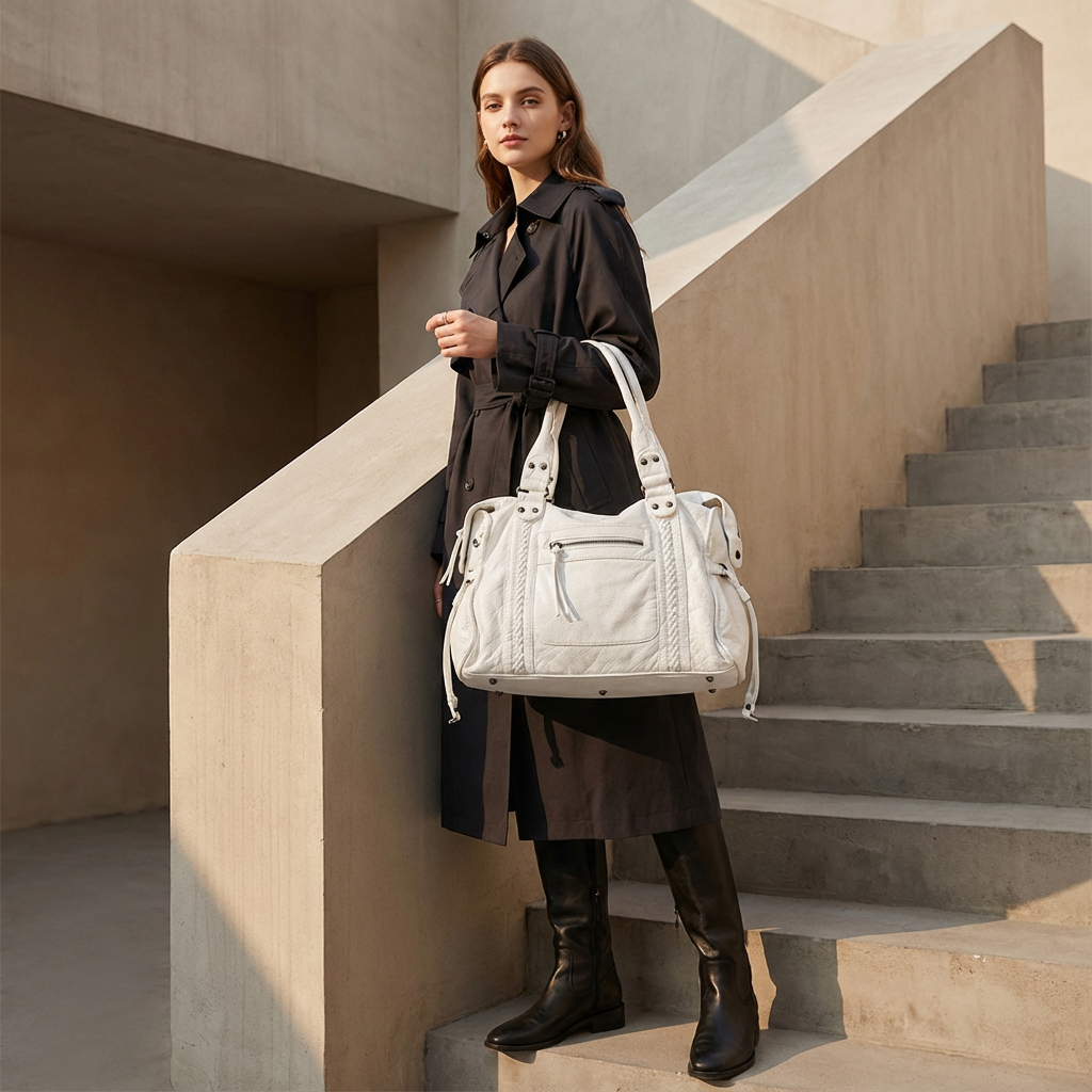 Rhea Women’s Shoulder City Bag | Braided Panel Design, Soft Carry Structure