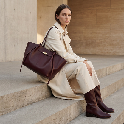 Ember Marielle Women’s Shopper Tote | Wide Silhouette, Turn-Lock Detail