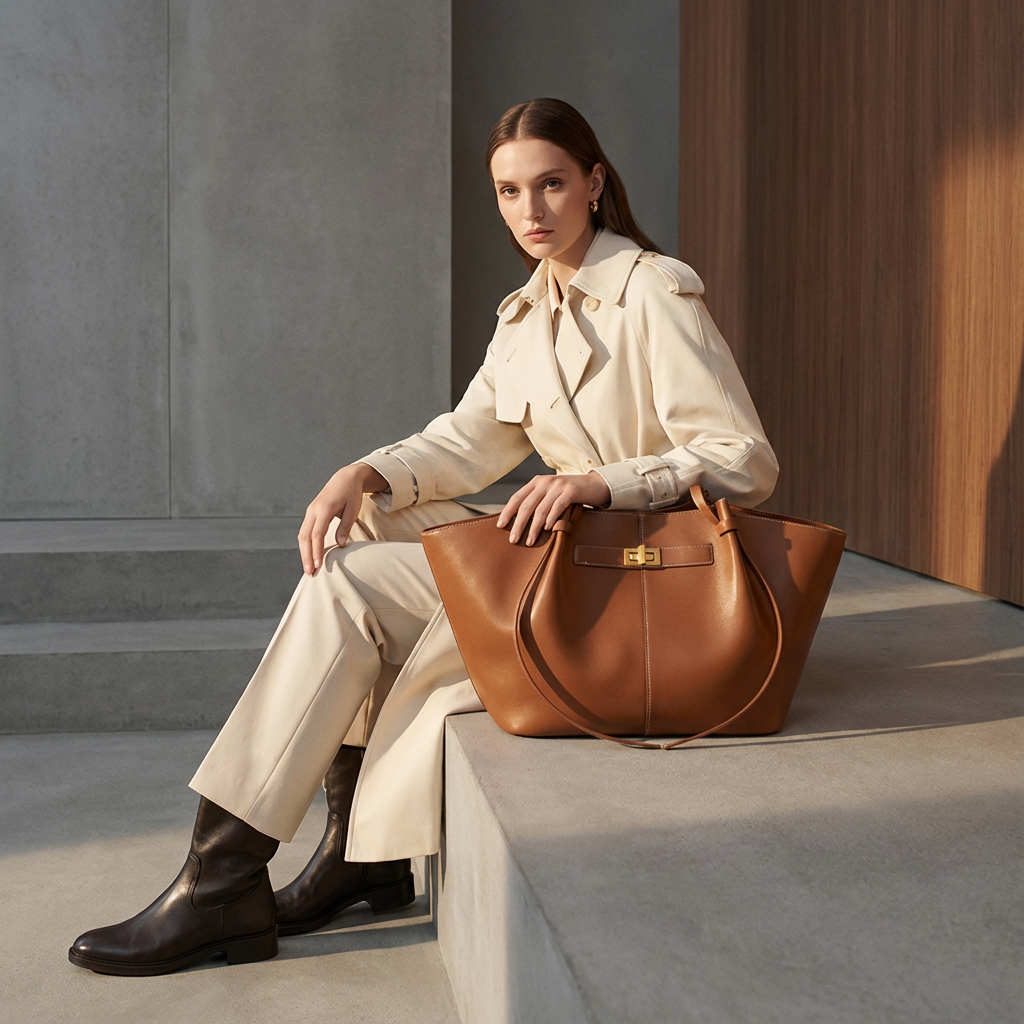 Ember Marielle Women’s Shopper Tote | Wide Silhouette, Turn-Lock Detail