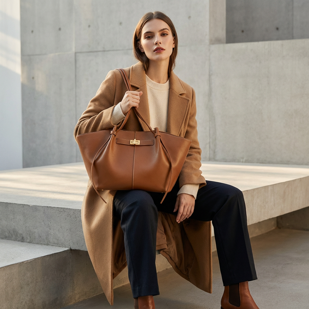 Ember Marielle Women’s Shopper Tote | Wide Silhouette, Turn-Lock Detail
