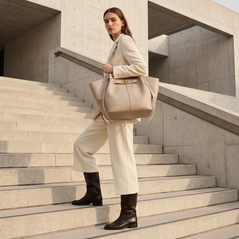Ember Marielle Women’s Shopper Tote | Wide Silhouette, Turn-Lock Detail