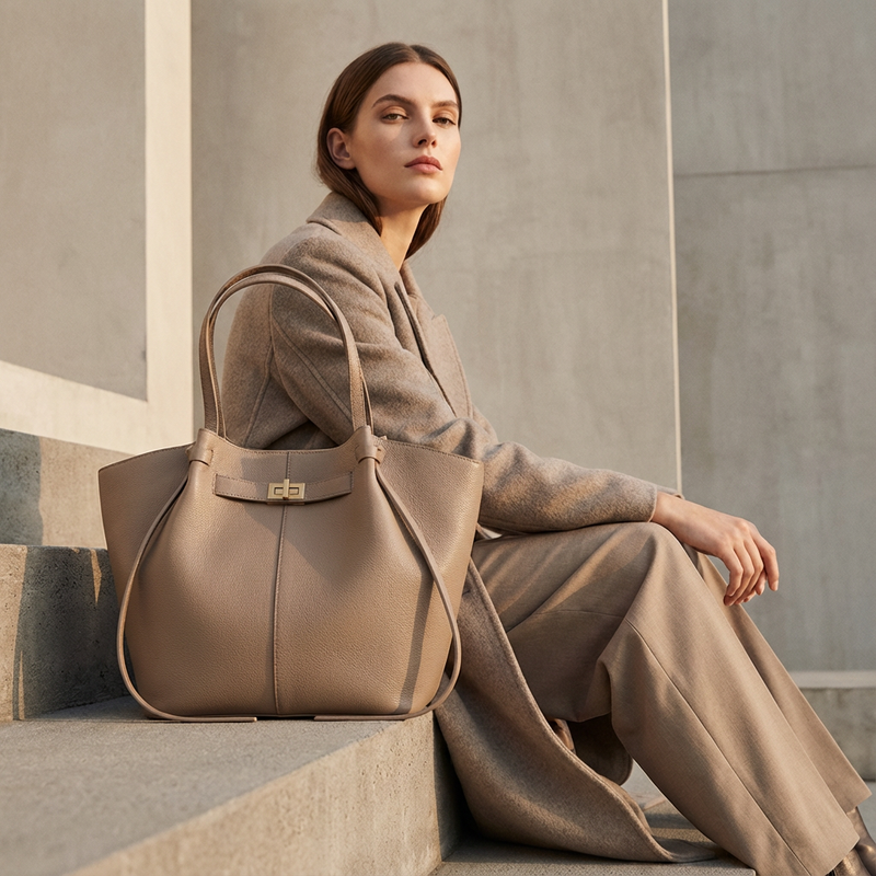 Ember Marielle Women’s Shopper Tote | Wide Silhouette, Turn-Lock Detail