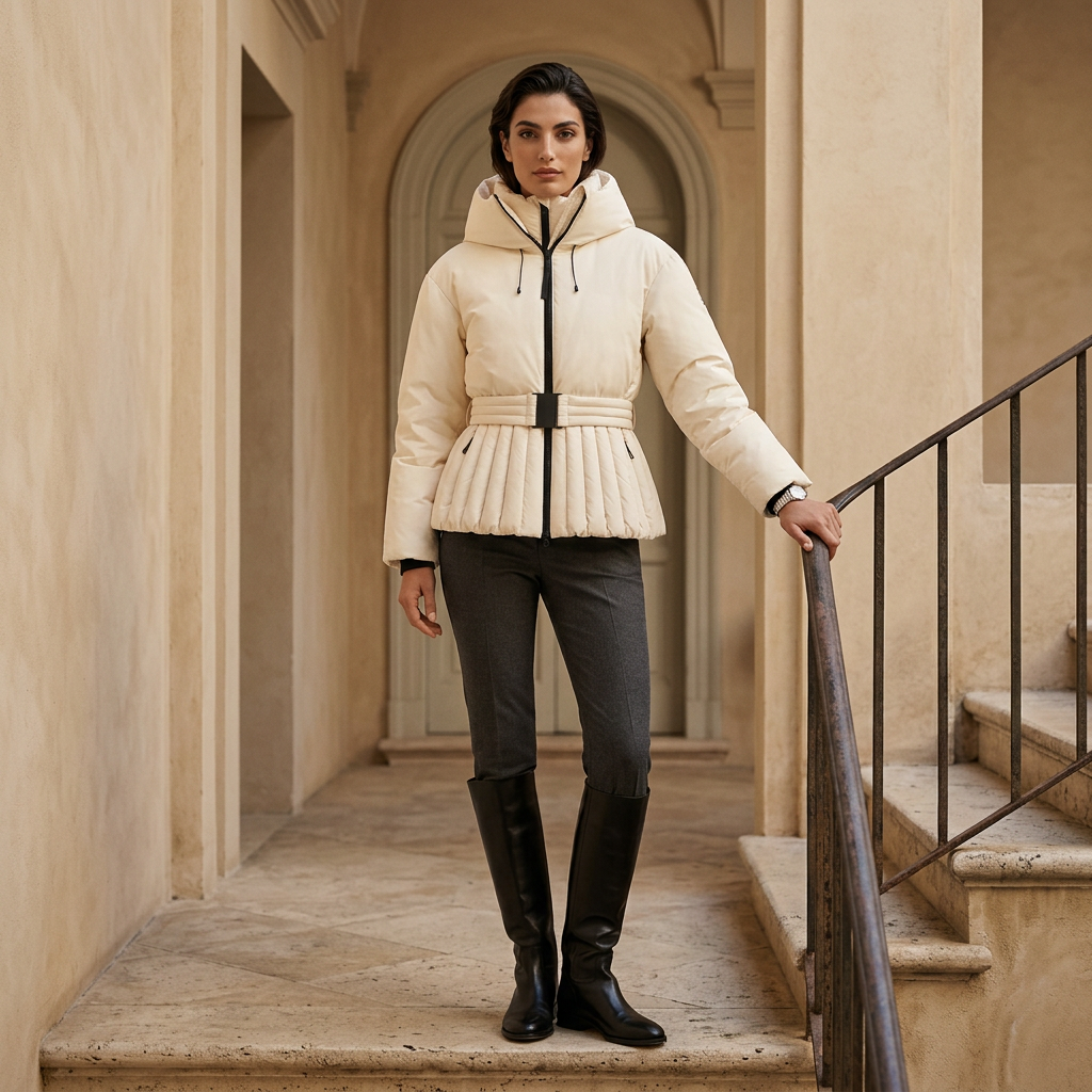 Abrigo de Invierno para Mujer Bella | Mezcla de Algodón, Chic con Capucha