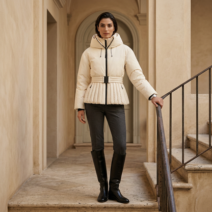 Abrigo de Invierno para Mujer Bella | Mezcla de Algodón, Chic con Capucha