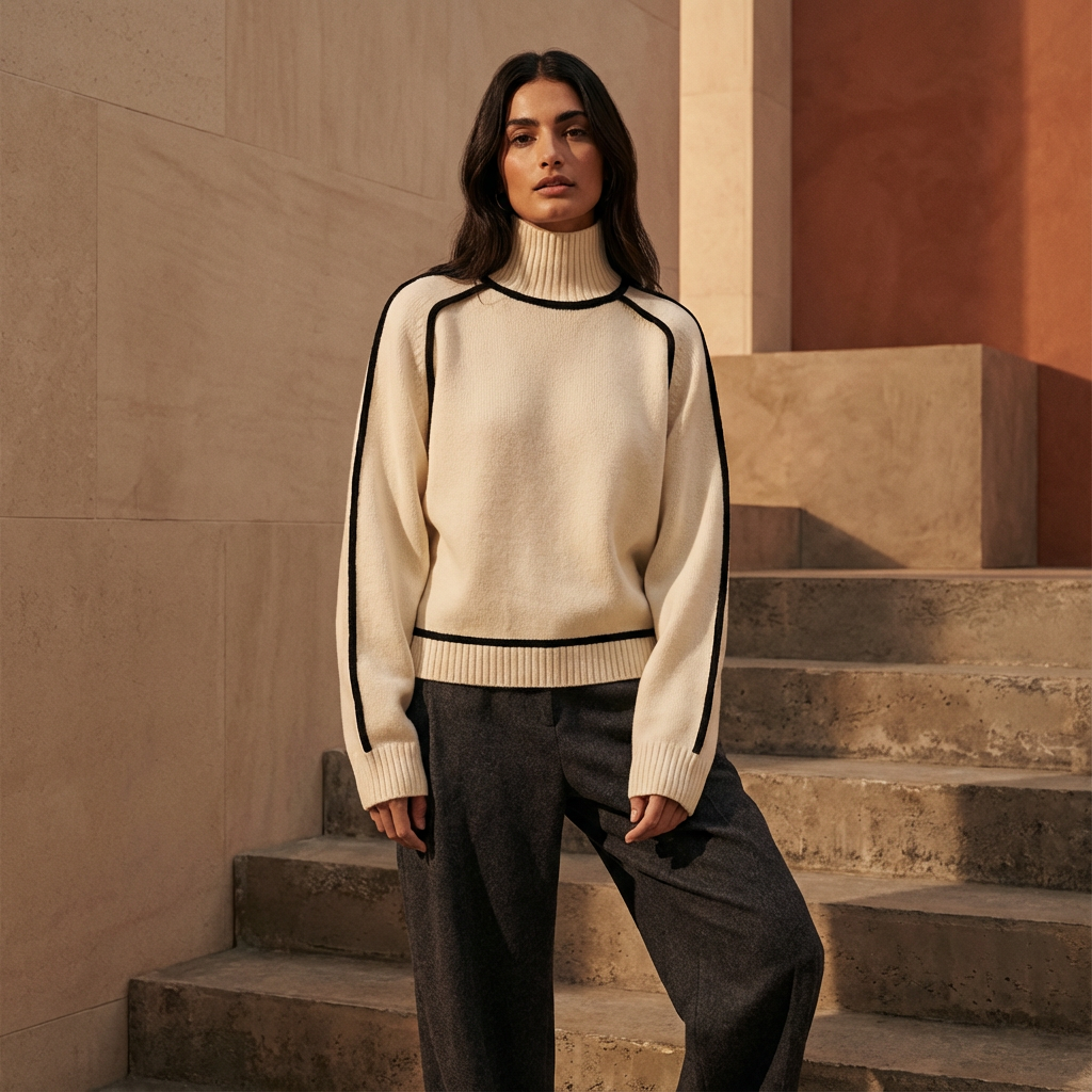 Quarry Luna Women's High-Neck Sweater | Long Sleeves, Relaxed Tailored Fit