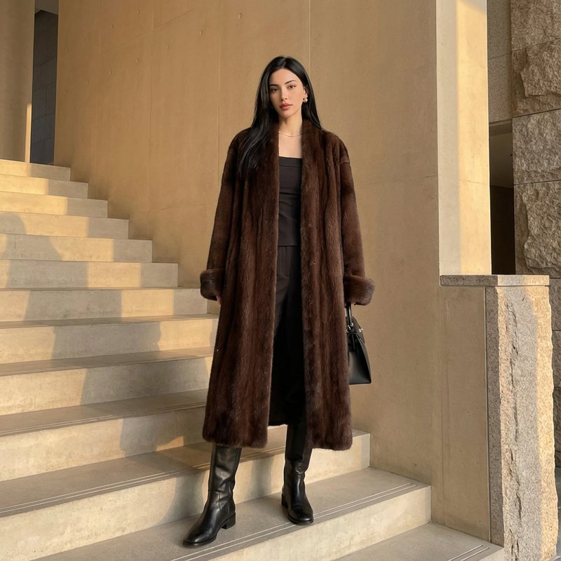 Dune Nina Women's Faux Mink Fur Coat | Winter Luxury, Neo Mint