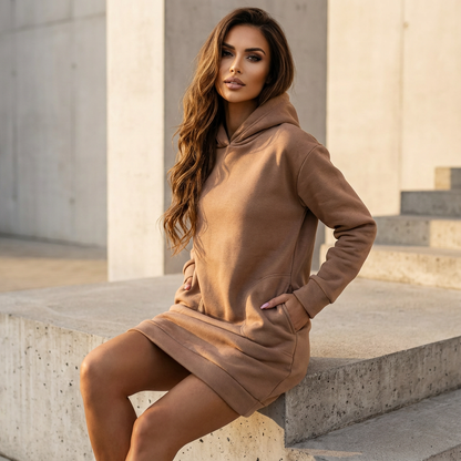 Nyra Women’s Hoodie Dress | Relaxed Fit, Front Pouch Pocket