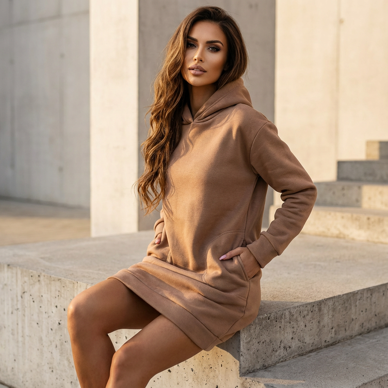 Nyra Women’s Hoodie Dress | Relaxed Fit, Front Pouch Pocket