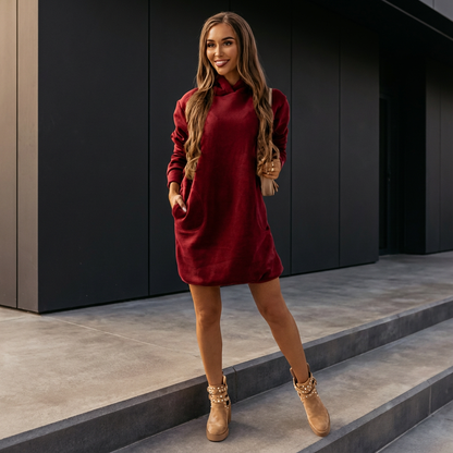 Nyra Women’s Hoodie Dress | Relaxed Fit, Front Pouch Pocket