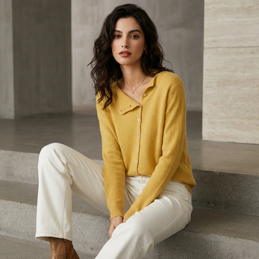 Seraphine Women’s Button Cardigan | Asymmetric Neckline, Front Button Detail