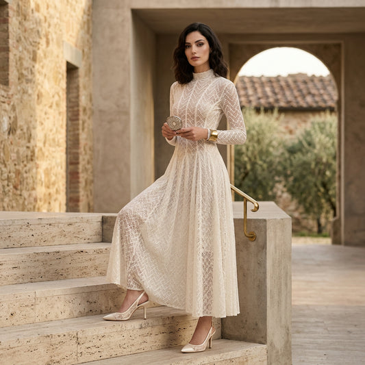 Daisy Women's Lace Dress | Elegant Hollow Out Design, Casual & Formal