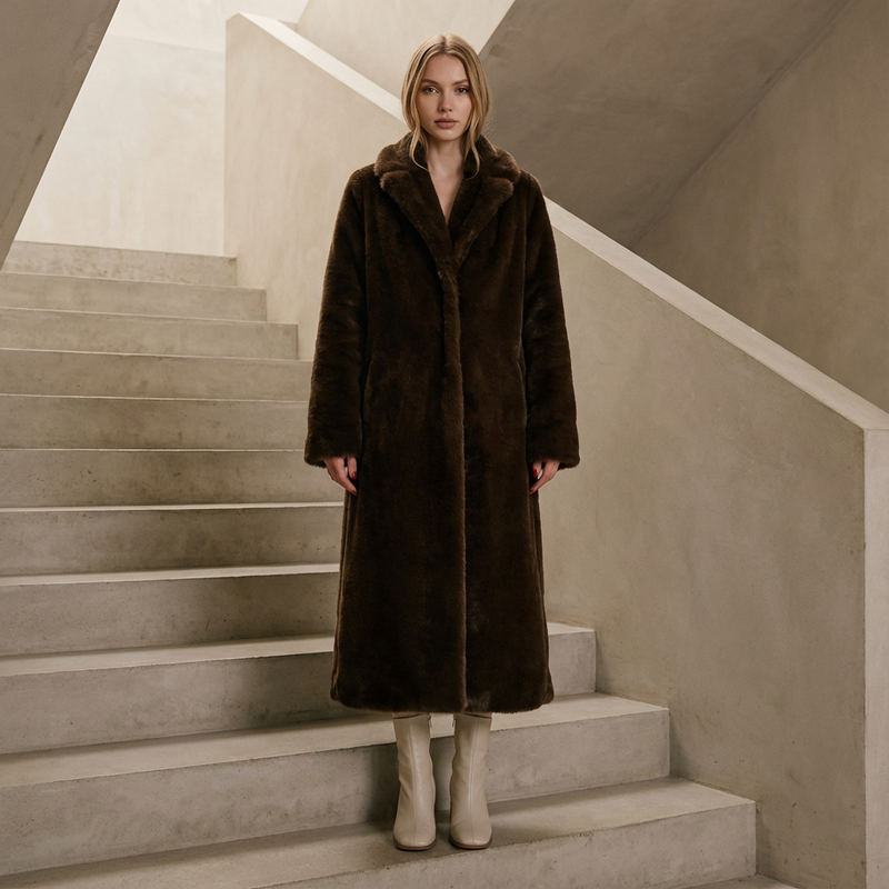 Dune Nina Women's Faux Mink Fur Coat | Winter Luxury, Neo Mint
