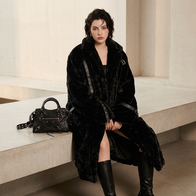 Slate Luna Women's Faux Fur Coat | Thick and Warm, Casual Winter Outerwear