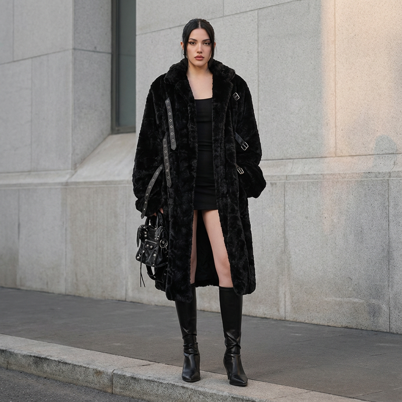 Slate Luna Women's Faux Fur Coat | Thick and Warm, Casual Winter Outerwear