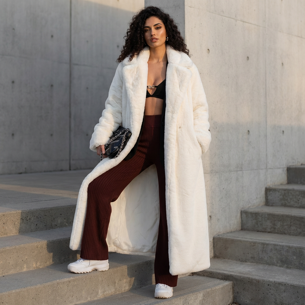 Birch Luna Women's Coat | Oversized Faux Fur, Warm & Fluffy with Hood