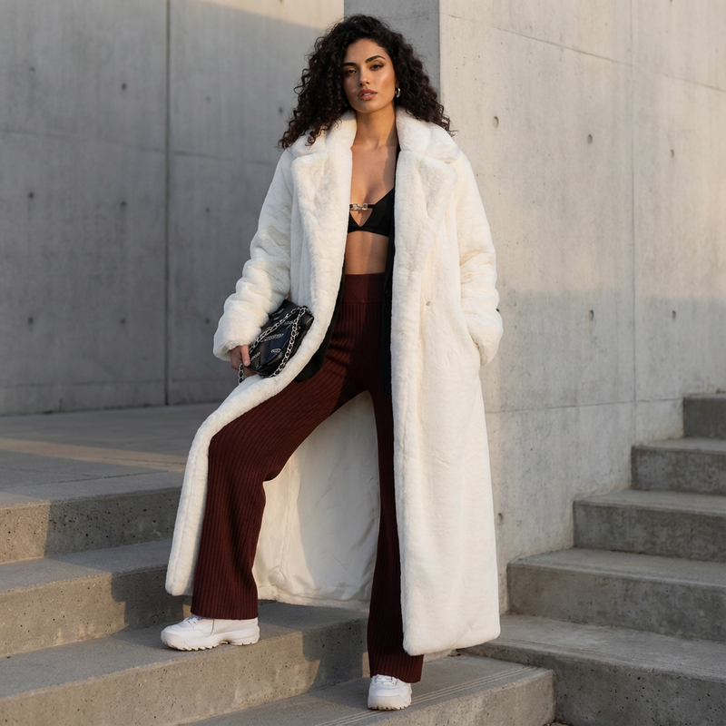 Birch Luna Women's Coat | Oversized Faux Fur, Warm & Fluffy with Hood