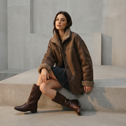 Willow Dura Double Face Winter Coat | Reversible Brown Faux Fur, Vintage American Style
