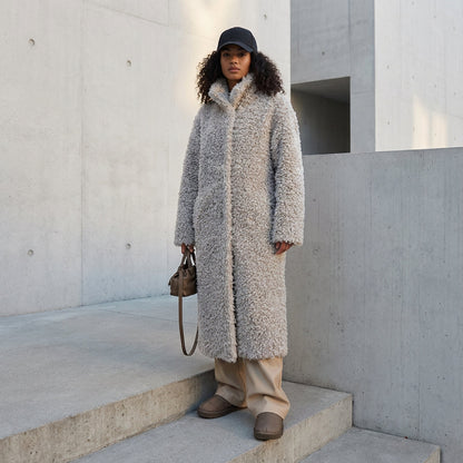 Gina Women's Coat | Faux Fur Shearling Maxi, Trendy Winter Style