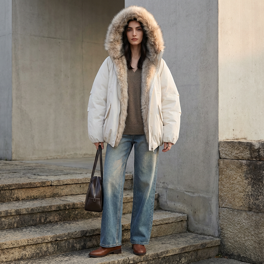 Cleo Women's Puffer Jacket | Faux Fur Collar, Casual Down Insulation